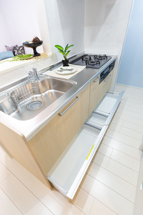 3口コンロのシステムキッチン